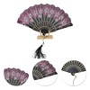 Unique Bargains Rose Lace with Tassel Folding Fan 1 Pc - 3 of 4