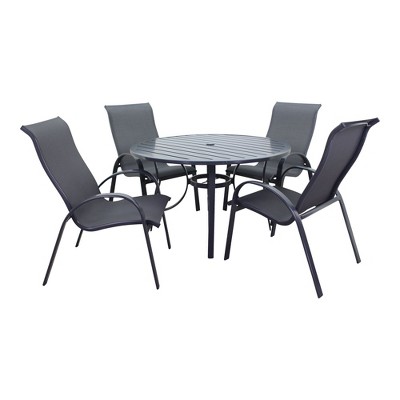 Courtyard Casual Santa Fe 5 pc Sling 48" Round Dining Set with Sling Chairs  Includes one Round table and 4 Sling Chairs