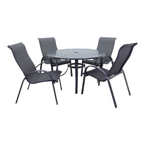 Courtyard Casual Santa Fe 5 pc Sling 48" Round Dining Set with Sling Chairs  Includes one Round table and 4 Sling Chairs - 1 of 4