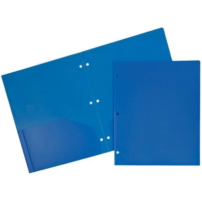 JAM 6pk 2 Pocket Heavy Duty Plastic Folders - Blue