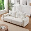 90''W Faux Lamb's Wool Loveseat Sofa, Comfortable Sofa Couch with 2 Ball Pillows 4S - ModernLuxe - 4 of 4