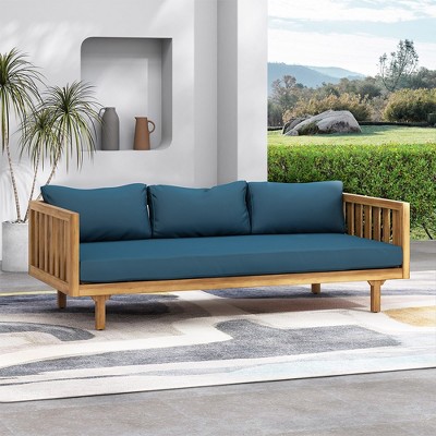Wood Daybed, Slat Panel Seating Sofa, 3 Seater Wooden Sofa Bed For Bedroom Living Room, Wood Platform Bed Frame