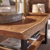 Alpine Live Edge Wood Coffee Table Natural - Alaterre Furniture: Acacia Sofa Table, Metal Legs, Rectangular - 4 of 4
