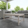 Vynxaria Patio Coffee Tables - Whitewashed Birch Look, Durable Aluminum Table with Dual Stretchers - 2 of 4