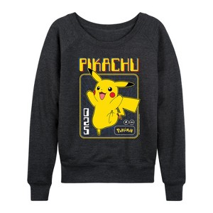 Women's - Pokémon - Retro Pikachu Lightweight French Terry Wide Neck Long Sleeve Shirt - 1 of 4