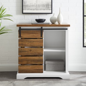 GDFStudio Emery Modern Farmhouse Accent Cabinet with Sliding Slat Door - 1 of 4