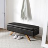 VECELO Modern Soft PU Leather Storage Bench, Ottoman 44" Shoestool with 6.1" Deep Storage Space for Living Room or Bedroom, Easy to Clean, Black - 2 of 4