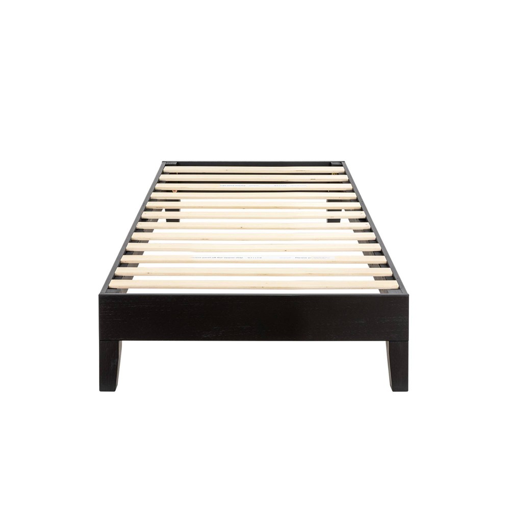 Photos - Bed Best Price Mattress Twin 12" Naturalista Grand Solid Wood Premium Platform  Black : Acacia Frame, No Box Spring Needed