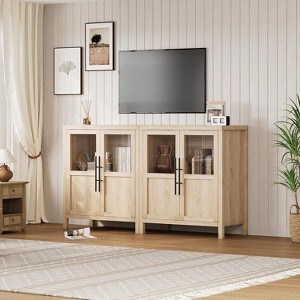 Sideboard Buffet Cabinet with 2 Glass Doors - 29 Inch Large Storage Cabinet, Modern Farmhouse Style, Suitable for Kitchen Dining Room and Living Room - 1 of 4