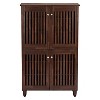 Baxton Studio Fernanda Modern and Contemporary 4-Door Wooden Entryway Shoes Storage Tall Cabinet - Oak Brown: Fixed Shelves, Mahogany Frame - 2 of 4