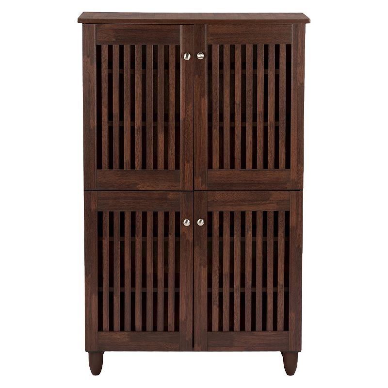 Fernanda Modern and Contemporary 4-Door Wooden Entryway Shoes Storage Tall Cabinet - Oak Brown - Baxton Studio, 3 of 9