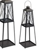 Traditional Metal Lantern with Tapered Stand (Set of 2) - 3 of 3