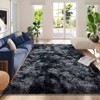 Tie-Dye Black Shag Rug, Ultra Soft 1.7" Plush Mat with Non-Slip Backing, Bedroom or Living Room - 4 of 4