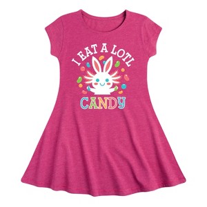 Girls' - Instant Message - I Eat Alotl Candy Fit & Flair Cap Sleeve Graphic Dress - 1 of 4
