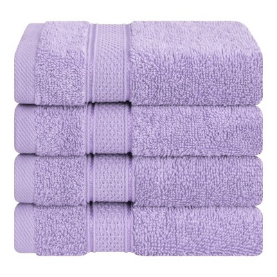 American Soft Linen Washcloth Set 100% Turkish Cotton 4 Piece Face Hand Towels  for Bathroom and Kitchen - Lilac 