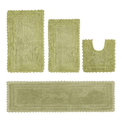 Lilly Crochet Collection 100% Cotton Tufted Reversible 4-Piece Bath Rug Set – Super Absorbent, Machine Washable Bathroom Mats with Crochet Pattern