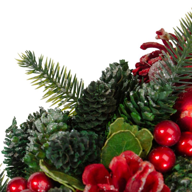 Northlight Red  Pine Cones and Ornaments Christmas Wreath, 13" - Unlit, 3 of 5