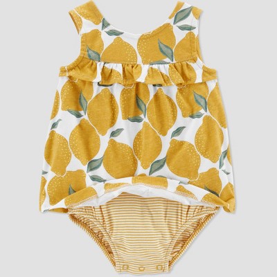 Image of Carter's Just One You® Baby Girls' Lemon Romper - Yellow 18M
