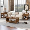 LIVAREEmlen 25'' Rectangular Farmhouse End Table with Storage Shelf, Sofa Side Table with Solid Wood Legs for Living Room, Bedroom, Office, Walnut - 4 of 4