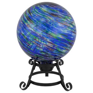 Northlight Swirl Pattern Outdoor Garden Gazing Ball - 10" - Blue and Green - 1 of 4