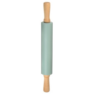Unique Bargains Silicone Smooth Wooden Handle Non-Stick Kitchen Rolling Pin - 1 of 4