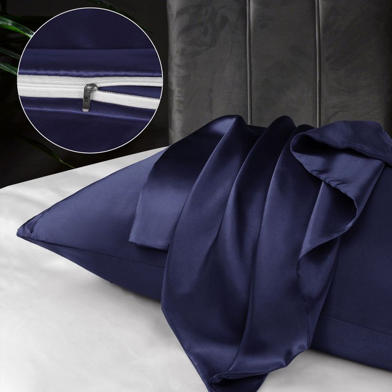 PiccoCasa Luxury Satin Skin Zipper Closure Pillowcases 2 Pcs, 4 of 8