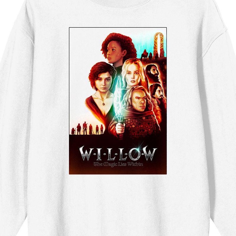 Willow Disney+ character Poster And Logo Crew Neck Long Sleeve Men's White Sweatshirt, 2 of 4