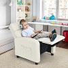 Costzon Kids Recliner, Adjustable PU Leather Chair with Footrest, Headrest & Side Pockets, Easy-Clean Sofa for Ages 3–12 (Beige) - 4 of 4