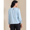 INSPIRE CHIC Women's Elegant Pearl Decor Ruched Crew Neck Long Sleeve Dressy Office Blouse - 4 of 4