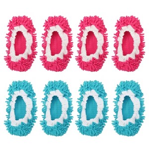 Unique Bargains Washable Microfiber Floor Cleaning Shoes Cover Chenille Duster Foot Socks Mop Slippers - 1 of 4