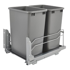 Rev-A-Shelf Double Pull-Out Trash Can for Under Kitchen Cabinets 35 Quart 8.75 Gallon with Soft-Close Slides - 1 of 4