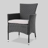 Nadia 9pc Wood and Wicker Expandable Dining Set Gray: Acacia Frame, PE Rattan, Cushions - Christopher Knight Home - image 3 of 4