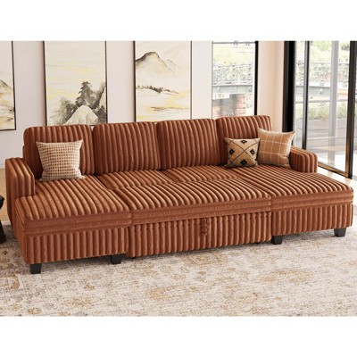Belffin Modular Sectional Sleeper Sofa with Pull Out Couch Bed Corduroy Double Chaise with Storage