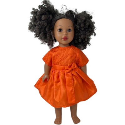 Doll Clothes Superstore Handmade Vibrant Orange Silk Party Dress for 18-Inch Girl Dolls