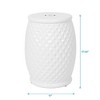 Kumasinova 17.2" Glazed Ceramic Drum Stool Outdoor End Table with 250lbs Max,Versatile Decor Piece,Accent Garden Stool for Patio,Porch&Poolside,White - 2 of 4