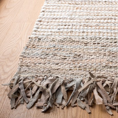 Beige and Multicolor Handmade Cowhide Area Rug, 2' x 3'