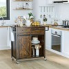 HOMCOM Rustic Farmhouse Kitchen Cart, Rolling Storage Island with Adjustable Shelf, Two Drawers, Sliding Barn Door Cabinet and Towel Rack - 2 of 4