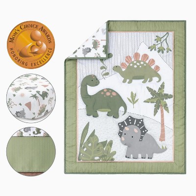 Green and Brown Dinosaur Dreams Microfiber Toddler Comforter Set