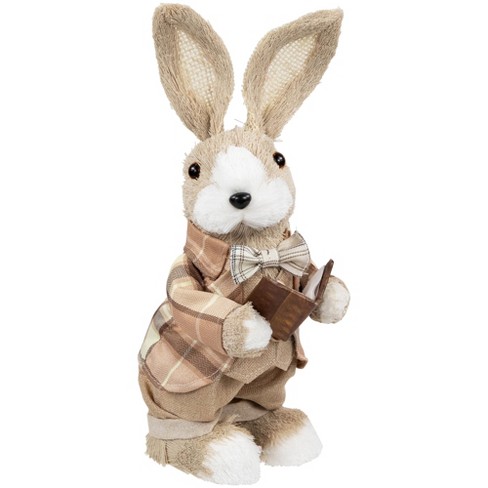 Northlight Boy Easter Rabbit Figurine With Plaid Jacket - 12