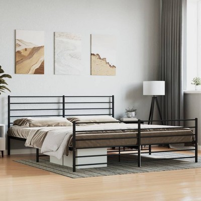 vidaXL Metal Bed Frame with Headboard&Footboard Black 72 in.x83.9 in. California King