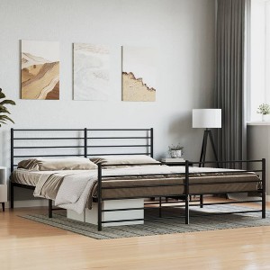 vidaXL Metal Bed Frame with Headboard&Footboard Black 72 in.x83.9 in. California King - 1 of 4