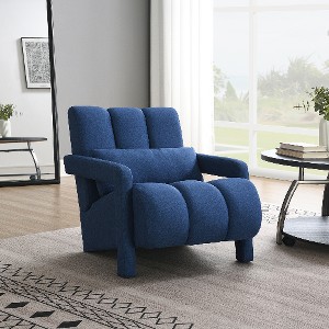 Lyngins Modern Upholstered Accent Chair, Small Space Linen Sofa Chair, Comfy Armchair with a Pillow, Reading Chair for Living Room, Bedroom, Office - 1 of 4