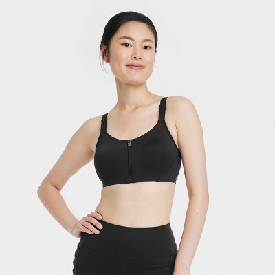 LAYER 8 MAXIMUM SUPPORT SIZE XL Sports Bra Black Fitted Front Zipper-NEW 