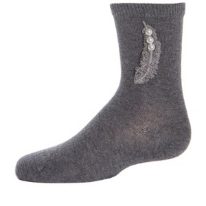 Memoi Feathery Combed Cotton Faux Pearl Girls Crew Socks - 1 of 2