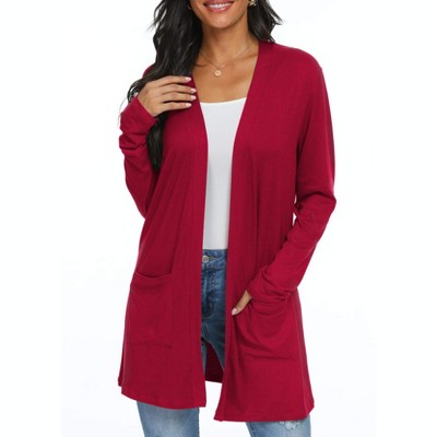 Women's Lightweight Long Sleeve Open Front Cardigan with Pockets Fall Trendy Comfortable Casual Knit Sweater