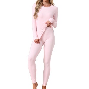 INSPIRE CHIC Women's Thermal Underwear Sets Long Sleeve Shirt with Leggings Cold Winter Base Layer Pajamas Set - 1 of 4