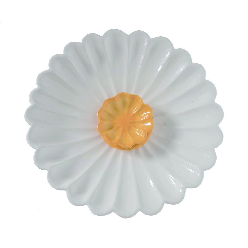 Transpac Dolomite 12.5 in. White Easter Scalloped Flower Chip and Dip Set of 2, 1 of 2