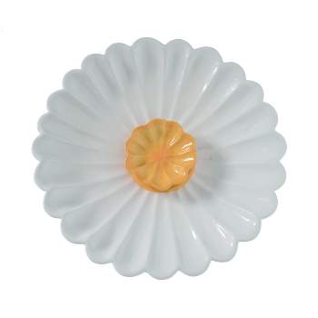 Transpac Dolomite 12.5 in. White Easter Scalloped Flower Chip and Dip Set of 2