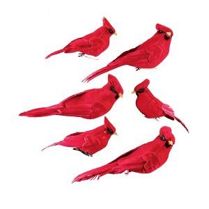 Collections Etc Cardinal Clip-On Ornaments Winter Decoration, 6 Pc 6.75 X 2 X 2.25 - 1 of 2