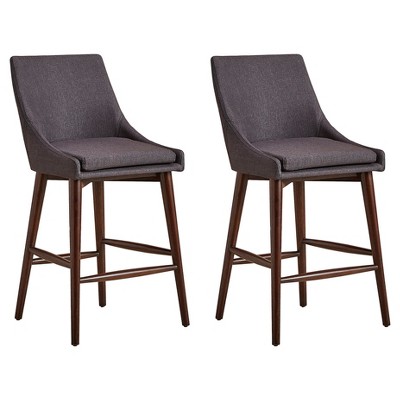 Set Of 2 Sullivan Mid Century Barrel Back Counter Height Barstool Charcoal - Inspire Q